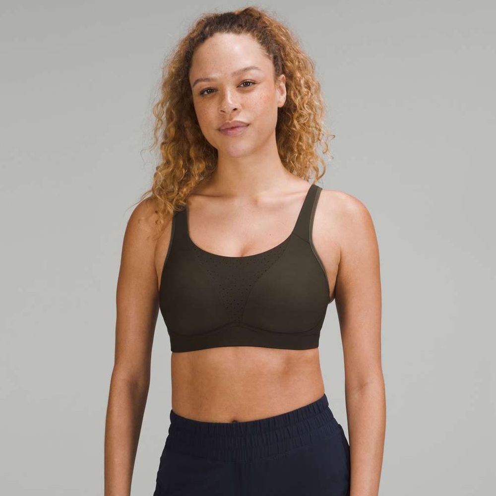 Lululemon Run Times Bra High Support B-G Cups 32DD in Dark Olive